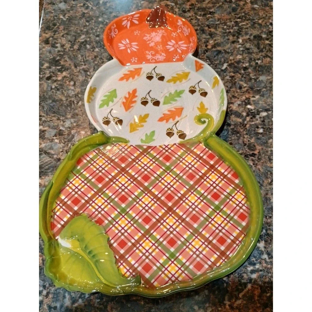 Temptations By Tara Fall‎ Pumpkin Platter Thanksgiving Tabletop Decor